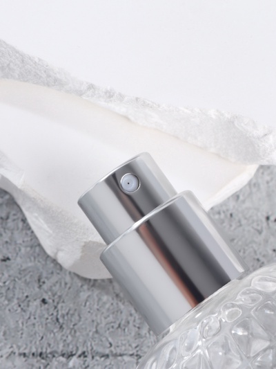 Флакон для парфюма, с распылителем, стеклянный, 30 мл, прозрачный, серебристый