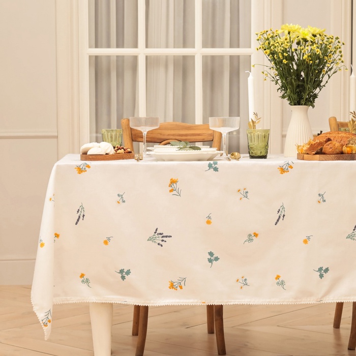Скатерть «Этель. Полевые цветочки», 146×180±2 см, рогожка 176 г/м², 100% хлопок