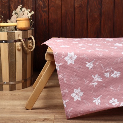 Простыня вафельная для бани «Лилия», 150×180 см, хлопок 100%, розовое