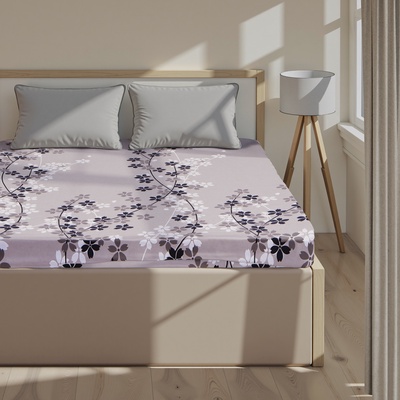 Простыня на резинке 2-спальная «Этель. Черничные ночи (вид 2)», 180×200+25 см, поплин