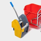 Тележка уборочная одноведерная с вертикальным отжимом и сеткой, красное ведро 25 л, хромированная рама - Фото 7