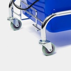 Тележка уборочная одноведерная с вертикальным отжимом и сеткой, синее ведро 25 л, хромированная рама - Фото 3