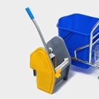 Тележка уборочная одноведерная с вертикальным отжимом и сеткой, синее ведро 25 л, хромированная рама - Фото 7
