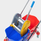 Тележка для уборки с вертикальным отжимом, два ведра по 25 л, на колёсах, хромированная рама - Фото 3