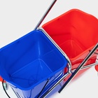 Тележка для уборки с вертикальным отжимом, два ведра по 25 л, на колёсах, хромированная рама - Фото 5