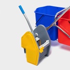 Тележка для уборки с вертикальным отжимом, два ведра по 25 л, на колёсах, хромированная рама - Фото 6