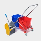 Тележка для уборки с вертикальным отжимом, два ведра по 25 л, на колёсах, хромированная рама - Фото 7