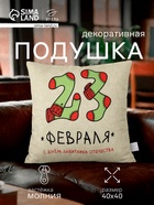 Подушка декоративная «Этель. 23 февраля», 40×40 см, велюр - Фото 1