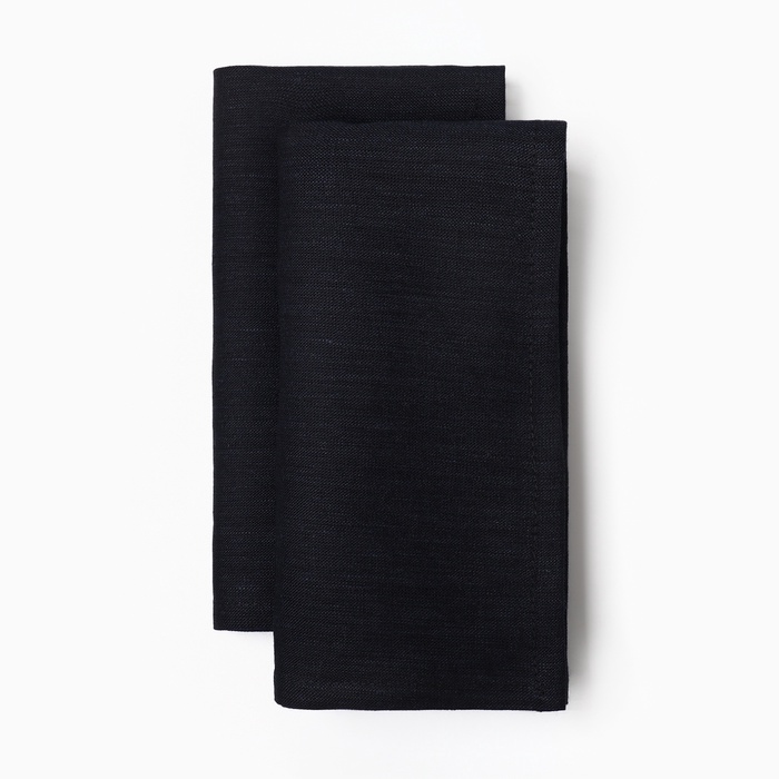 Набор салфеток «Этель» Black, 40×40 см - 2 шт., 100% лён - Фото 1