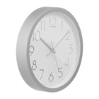 Часы настенные интерьерные, бесшумные, d-30.5 см, обод широкий матовый серебристый 10846469