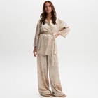 Костюм домашний женский (жакет, брюки) KAFTAN Velvet, размер 40-42, бежевый - Фото 1