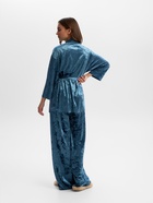 Пижама женская (жакет, брюки) KAFTAN Velvet, размер 40-42, синяя - Фото 9