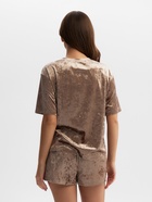 Пижама женская (футболка, шорты) KAFTAN Velvet, размер 40-42, кофейная - фото 27121971