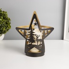 Светодиодная свеча в подсвечнике RISALUX «Звезда», LED-ночник, 3×ААА, чёрный 10.5×21.8×23 см - Фото 2