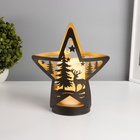 Светодиодная свеча в подсвечнике RISALUX «Звезда», LED-ночник, 3×ААА, чёрный 10.5×21.8×23 см - Фото 3