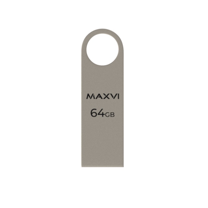 Флешка Maxvi MK, 64 Гб, USB2.0, чт до 25 Мб/с, зап до 15 Мб/с, серебристая