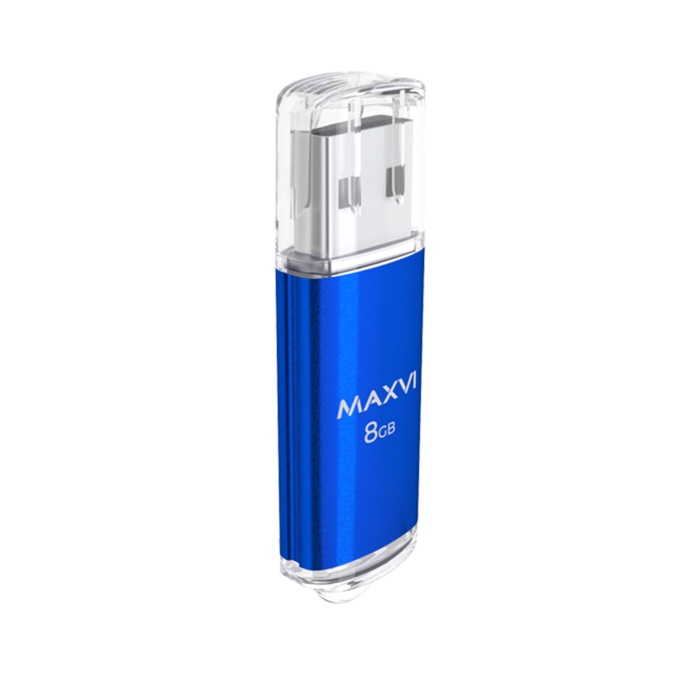 Флешка Maxvi MP, 8 Гб, USB2.0, чт до 25 Мб/с, зап до 15 Мб/с, синяя - фото 51699228