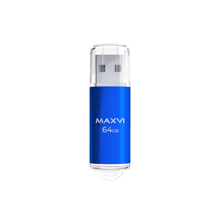 Флешка Maxvi MP, 64 Гб, USB2.0, чт до 25 Мб/с, зап до 15 Мб/с, синяя