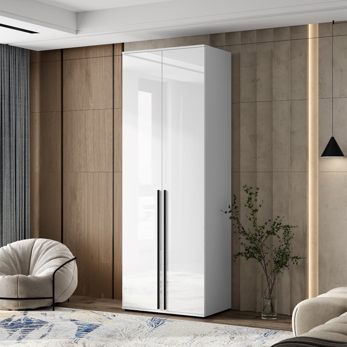 Шкаф двухстворчатый «Норд», 800×510×2236 мм, цвет белый глянец - Фото 1