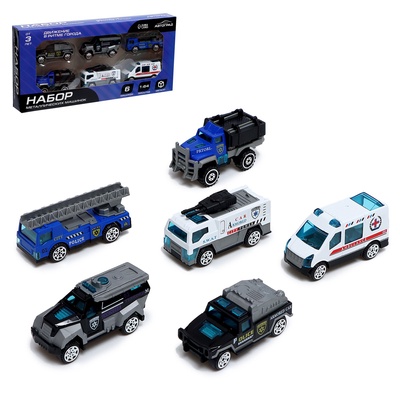 УЦЕНКА Набор металлических машин «Полиция», 6 штук