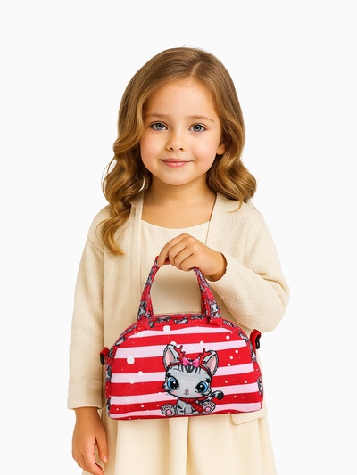 Сумка детская для девочки на молнии, регулируемый ремень, красная