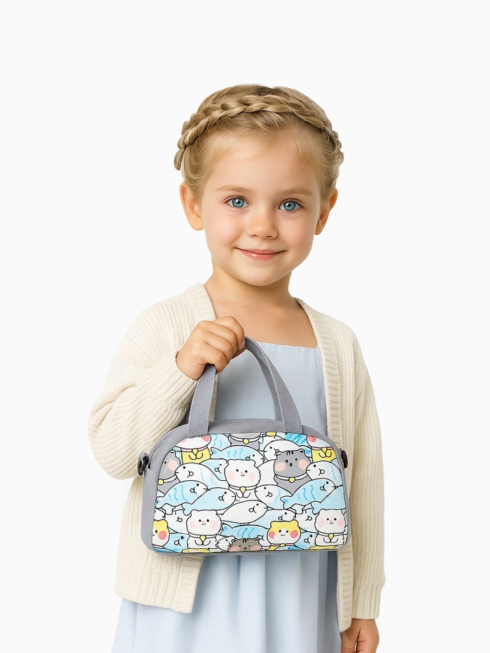 Сумка детская для девочки на молнии, регулируемый ремень, серая - Фото 1