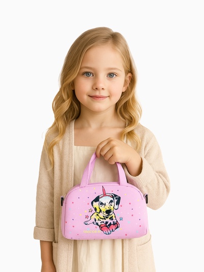 Сумка детская для девочки на молнии, регулируемый ремень, розовая