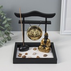 Японский сад камней настольный «Дзен. Будда в золотом у гонга», с набором аксессуаров, 13.2×15×15.3 см - Фото 2