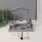 Японский сад камней настольный «Дзен. Ганеша у храма», с набором аксессуаров, колокольчик, 16×22×18.5 см - Фото 6