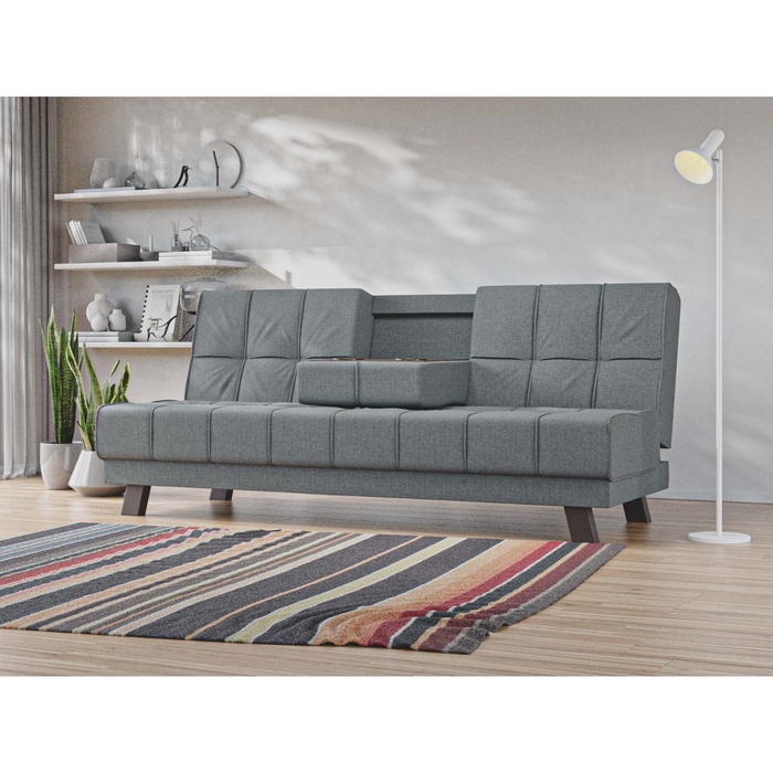 Диван прямой «Винсент», ППУ, механизм книжка, рогожка, цвет амур серый