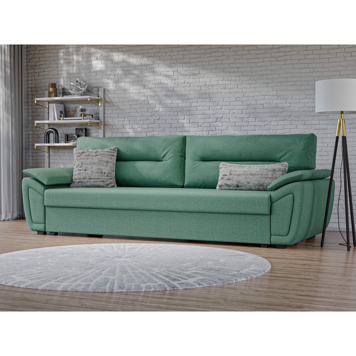 Прямой диван «Нэстор Лайт», ППУ, механизм еврокнижка, рогожка, цвет амур зелёный - Фото 1