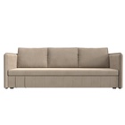 Прямой диван «Слим», ППУ, механизм еврокнижка, велюр, цвет бежевый - Фото 1