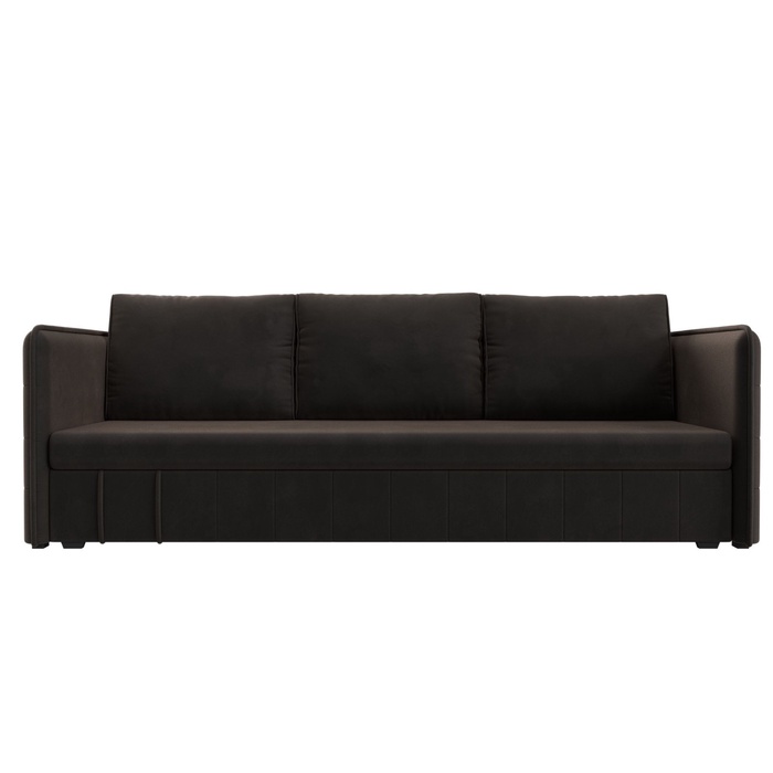 Прямой диван «Слим», ППУ, механизм еврокнижка, велюр, цвет коричневый - Фото 1