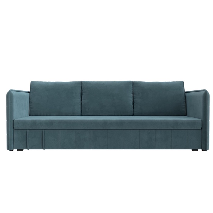 Прямой диван «Слим», ППУ, механизм еврокнижка, велюр, цвет бирюзовый - Фото 1