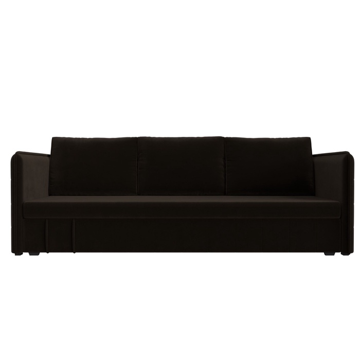 Прямой диван «Слим», ППУ, механизм еврокнижка, микровельвет, цвет коричневый - Фото 1