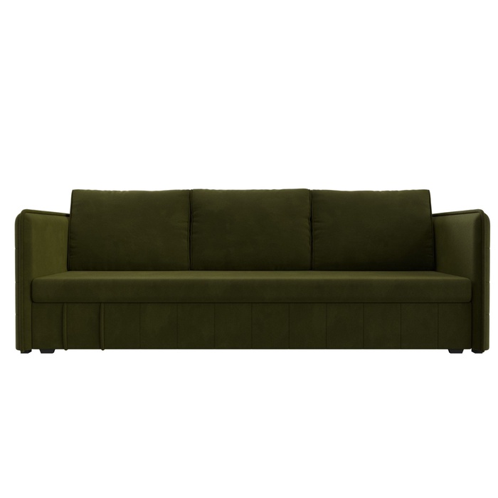 Прямой диван «Слим», ППУ, механизм еврокнижка, микровельвет, цвет зелёный - Фото 1