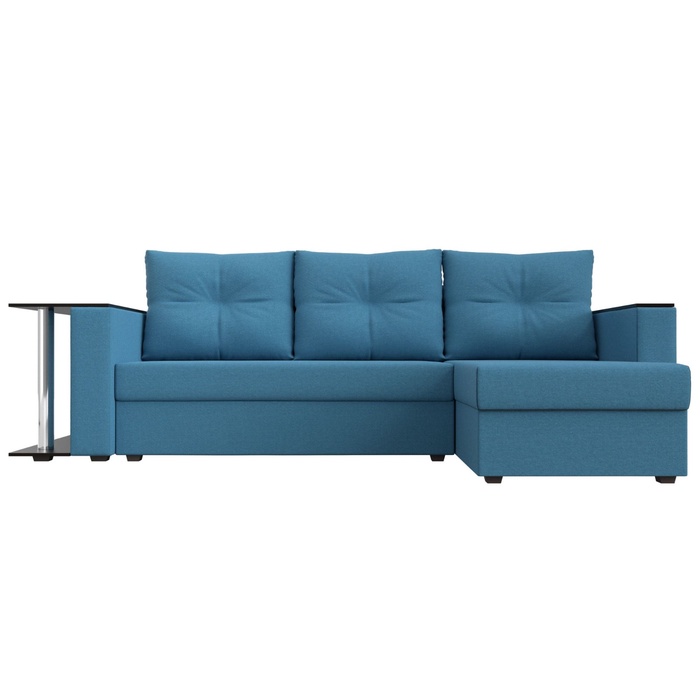 Диван угловой «Атланта Лайт», ППУ, правый угол, еврокнижка, рогожка, цвет амур голубой