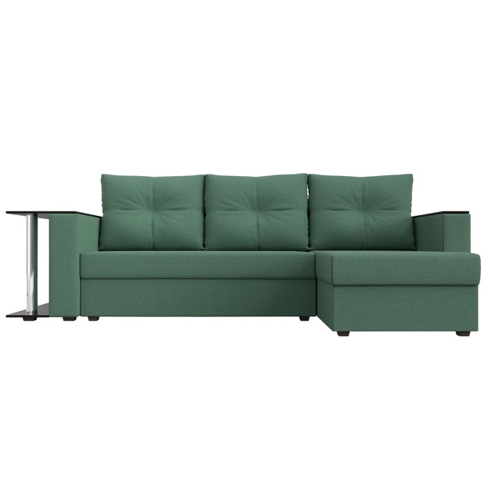 Диван угловой «Атланта Лайт», ППУ, правый угол, еврокнижка, рогожка, цвет амур зелёный