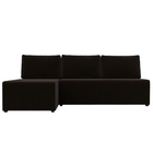 Угловой диван «Поло», ППУ, левый угол, еврокнижка, микровельвет, цвет коричневый  (артикул 10842602)  большой выбор товаров оптом и в розницу по низким ценам с доставкой