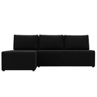 Угловой диван «Поло», ППУ, левый угол, еврокнижка, микровельвет, цвет чёрный  (артикул 10842603)  большой выбор товаров оптом и в розницу по низким ценам с доставкой