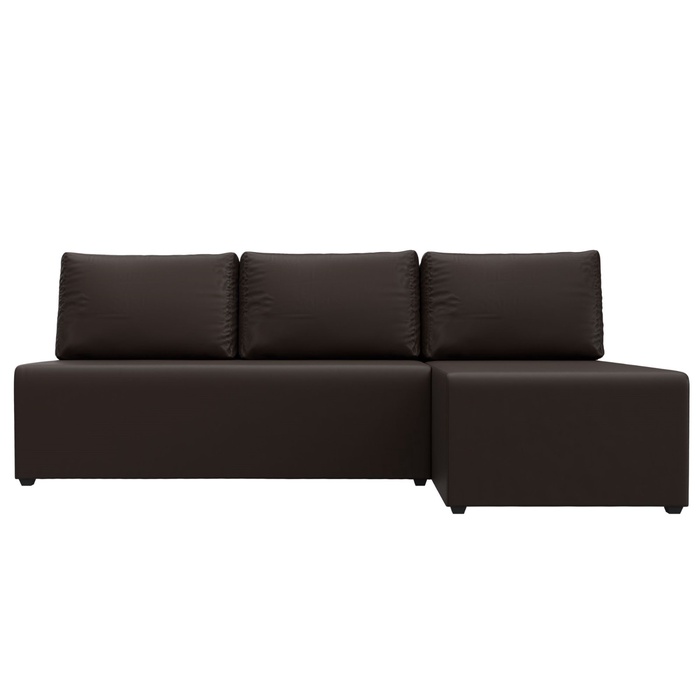 Угловой диван «Поло», ППУ, правый угол, еврокнижка, экокожа, цвет коричневый - Фото 1