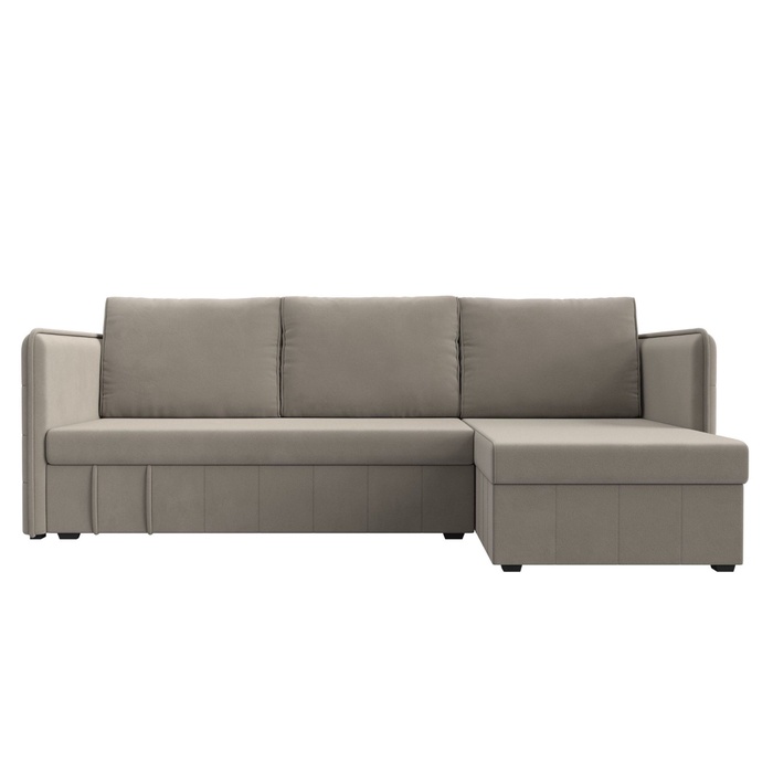 Диван угловой «Слим», ППУ, правый угол, механизм еврокнижка, микровельвет, цвет бежевый