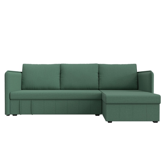 Диван угловой «Слим», ППУ, правый угол, механизм еврокнижка, рогожка, цвет амур зелёный