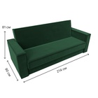 Прямой диван «Куба», ППУ, механизм книжка, велюр, цвет зелёный  (артикул 10842661)  большой выбор товаров оптом и в розницу по низким ценам с доставкой