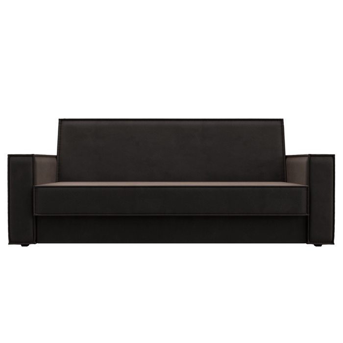 Диван прямой «Куба», ППУ, механизм книжка, велюр, цвет коричневый