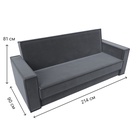 Прямой диван «Куба», ППУ, механизм книжка, велюр, цвет серый  (артикул 10842663)  большой выбор товаров оптом и в розницу по низким ценам с доставкой