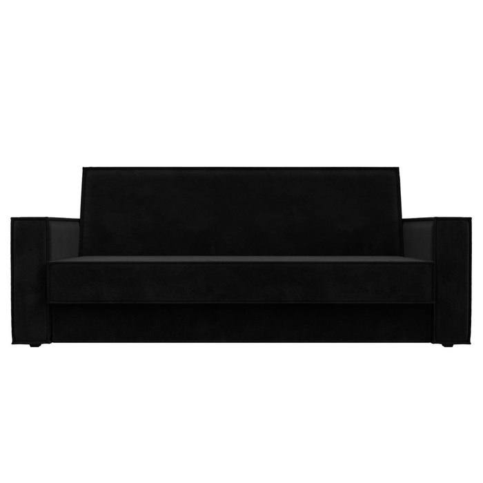 Диван прямой «Куба», ППУ, механизм книжка, велюр, цвет чёрный