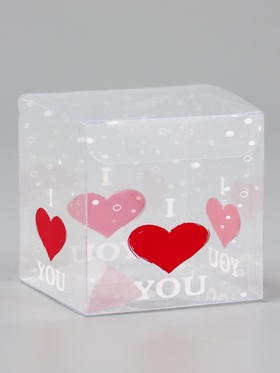 Складная коробка из PVC I love you, прозрачная с рисунком, 7?7?7 см 5 шт. (комплект 4 шт)