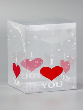 Складная коробка из PVC I love you, прозрачная с рисунком, 12?12?15 см 5 шт. (комплект 5 шт)