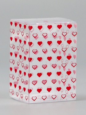 Складная коробка из PVC «Сердечки», прозрачная с рисунком, 4.5?5?7.5 см 5 шт. (комплект 4 шт)